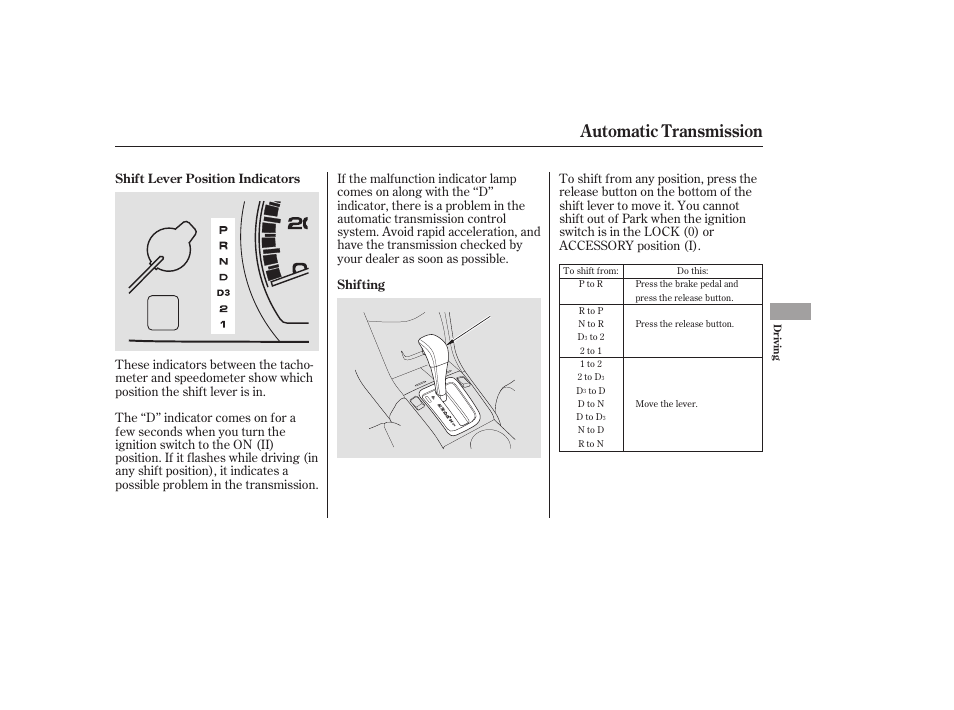 Automatic transmission | HONDA 2006 Accord Sedan - Owner's Manual User Manual | Page 174 / 292