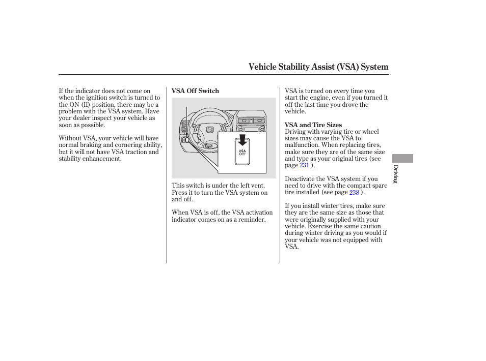 Vehicle stability assist (vsa) system | HONDA 2006 Accord Sedan - Owner's Manual User Manual | Page 184 / 292