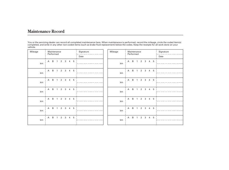 Maintenance record | HONDA 2006 Accord Sedan - Owner's Manual User Manual | Page 201 / 292