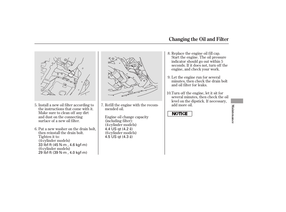 Changing the oil and filter | HONDA 2006 Accord Sedan - Owner's Manual User Manual | Page 208 / 292