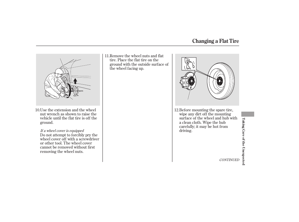Changing a flat tire | HONDA 2006 Accord Sedan - Owner's Manual User Manual | Page 242 / 292