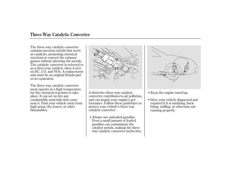 Three way catalytic converter | HONDA 2006 Accord Sedan - Owner's Manual User Manual | Page 275 / 292