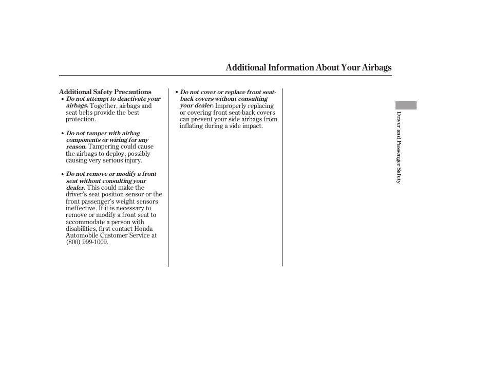 Additional information about your airbags | HONDA 2006 Accord Sedan - Owner's Manual User Manual | Page 34 / 292