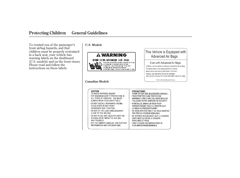 Protecting children general guidelines | HONDA 2006 Accord Sedan - Owner's Manual User Manual | Page 37 / 292