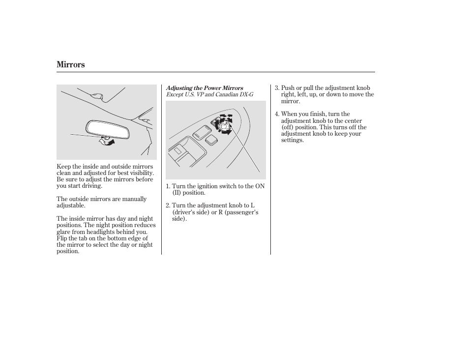 Mirrors | HONDA 2006 Accord Sedan - Owner's Manual User Manual | Page 91 / 292