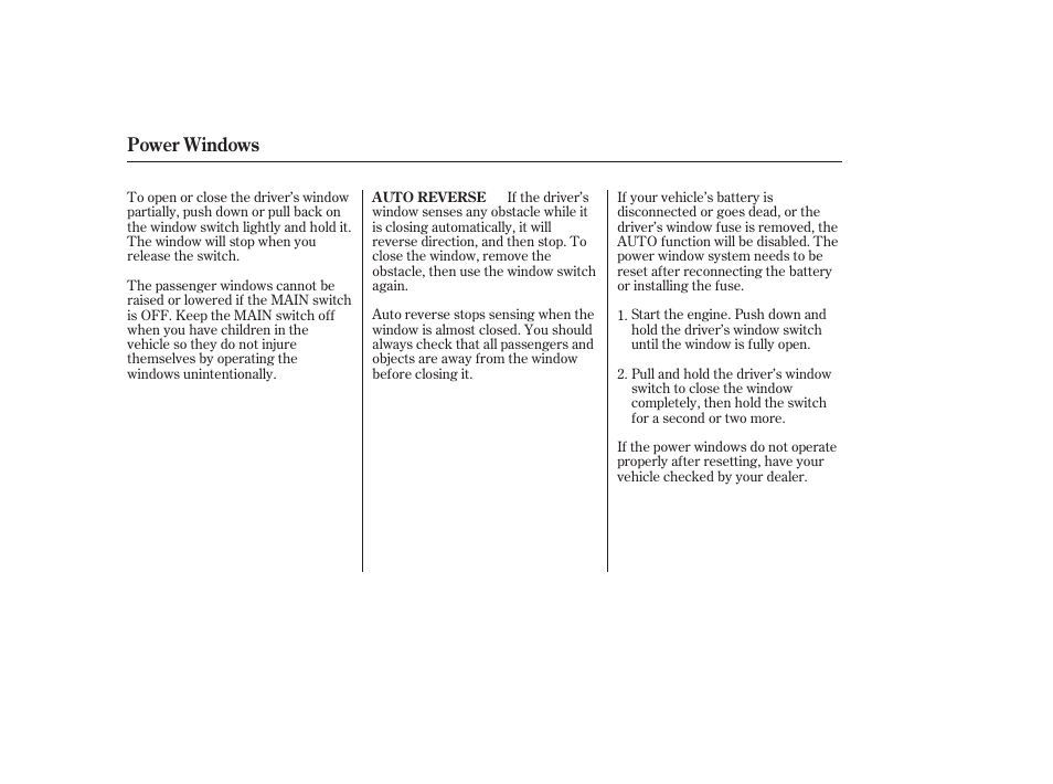 Power windows | HONDA 2006 Accord Sedan - Owner's Manual User Manual | Page 93 / 292