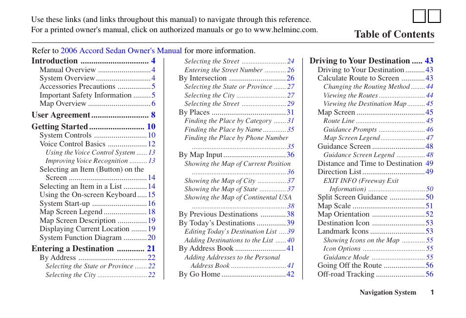 HONDA 2006 Accord - Navigation Manual User Manual | 3 pages