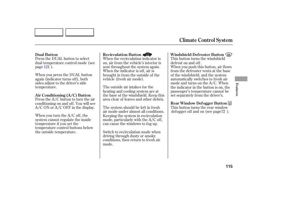 Climate control system | HONDA 2006 Accord Coupe - Owner's Manual User Manual | Page 117 / 319