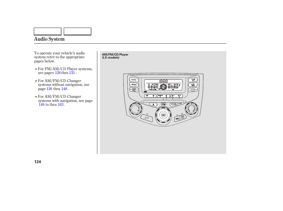 Audio system | HONDA 2006 Accord Coupe - Owner's Manual User Manual | Page 126 / 319