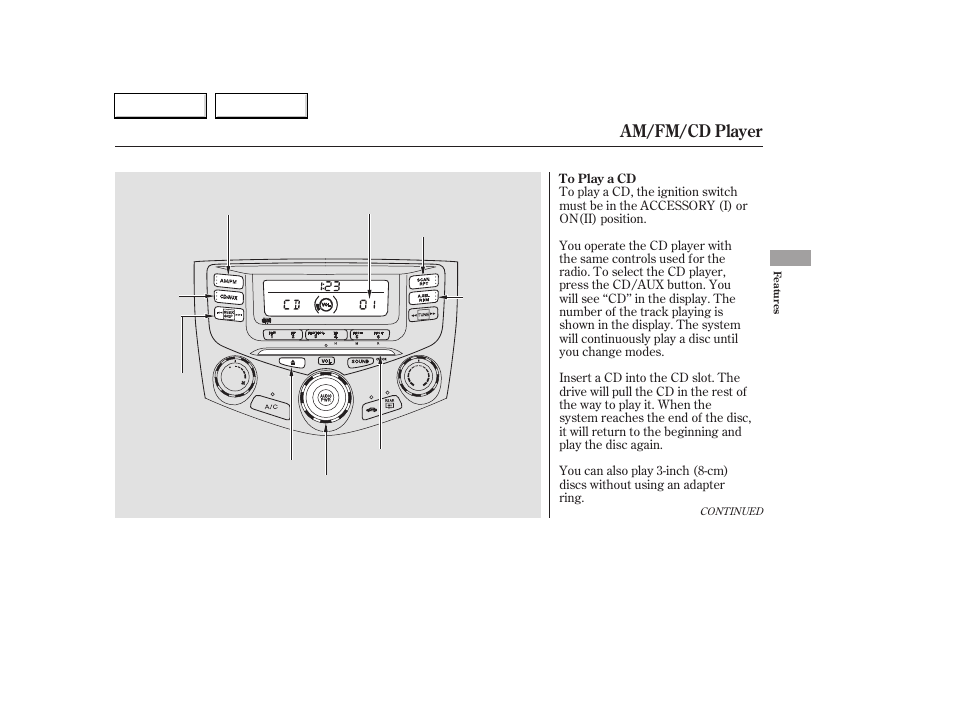 Am/fm/cd player | HONDA 2006 Accord Coupe - Owner's Manual User Manual | Page 131 / 319