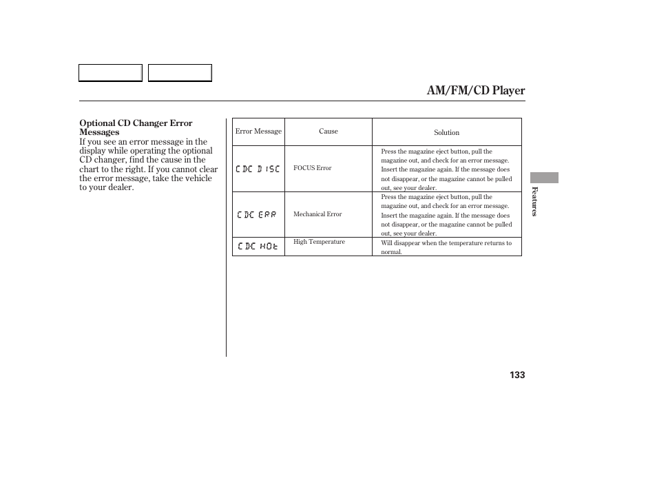 Am/fm/cd player | HONDA 2006 Accord Coupe - Owner's Manual User Manual | Page 135 / 319