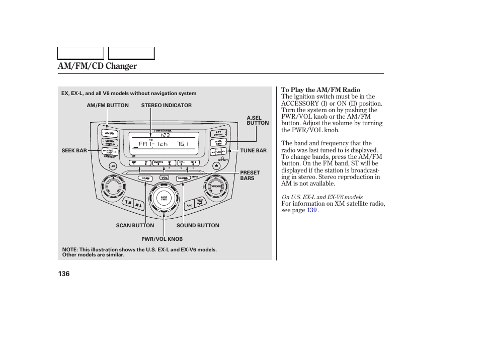 Am/fm/cd changer | HONDA 2006 Accord Coupe - Owner's Manual User Manual | Page 138 / 319