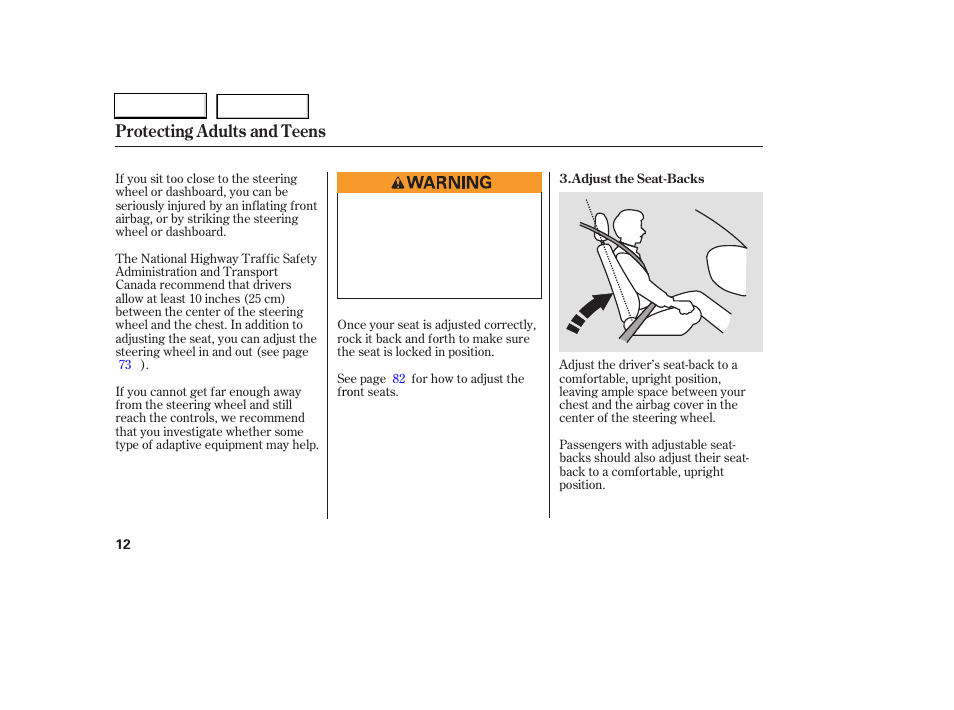 Protecting adults and teens | HONDA 2006 Accord Coupe - Owner's Manual User Manual | Page 14 / 319