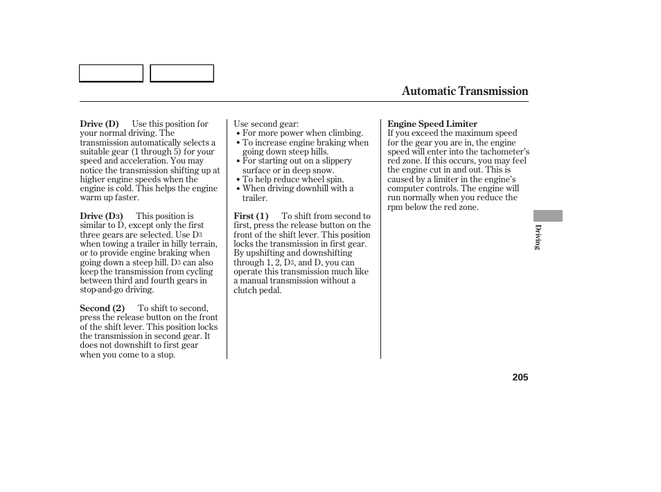 Automatic transmission | HONDA 2006 Accord Coupe - Owner's Manual User Manual | Page 207 / 319