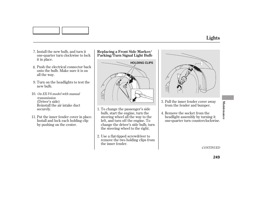 Lights | HONDA 2006 Accord Coupe - Owner's Manual User Manual | Page 251 / 319