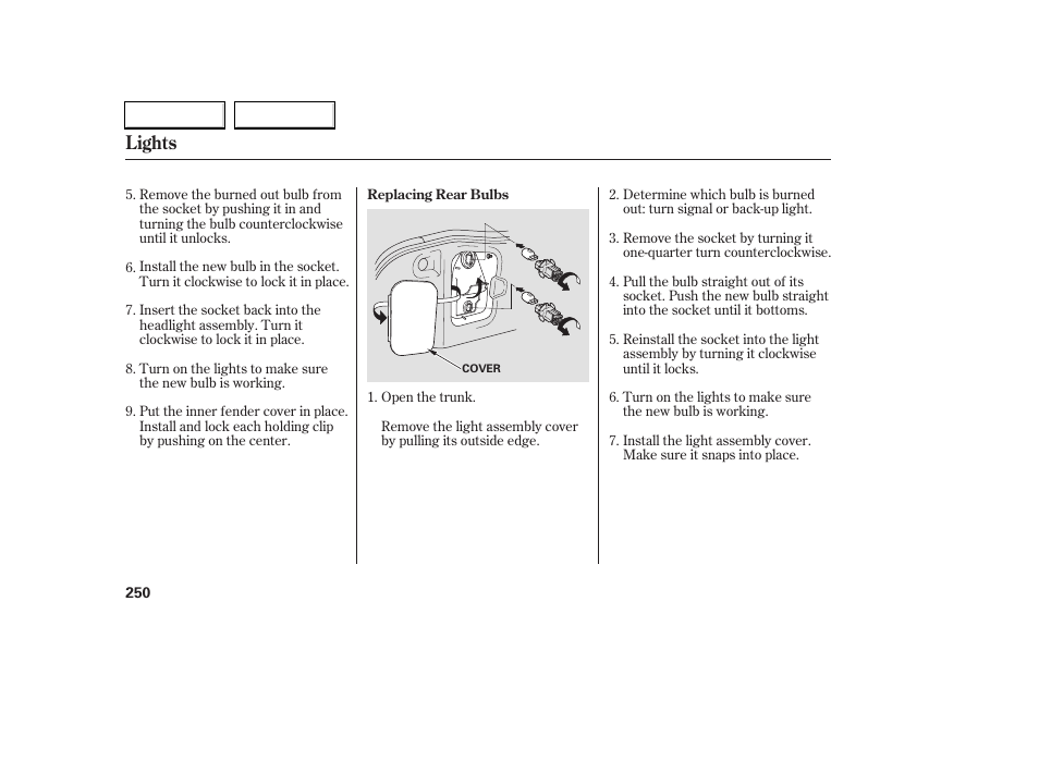 Lights | HONDA 2006 Accord Coupe - Owner's Manual User Manual | Page 252 / 319