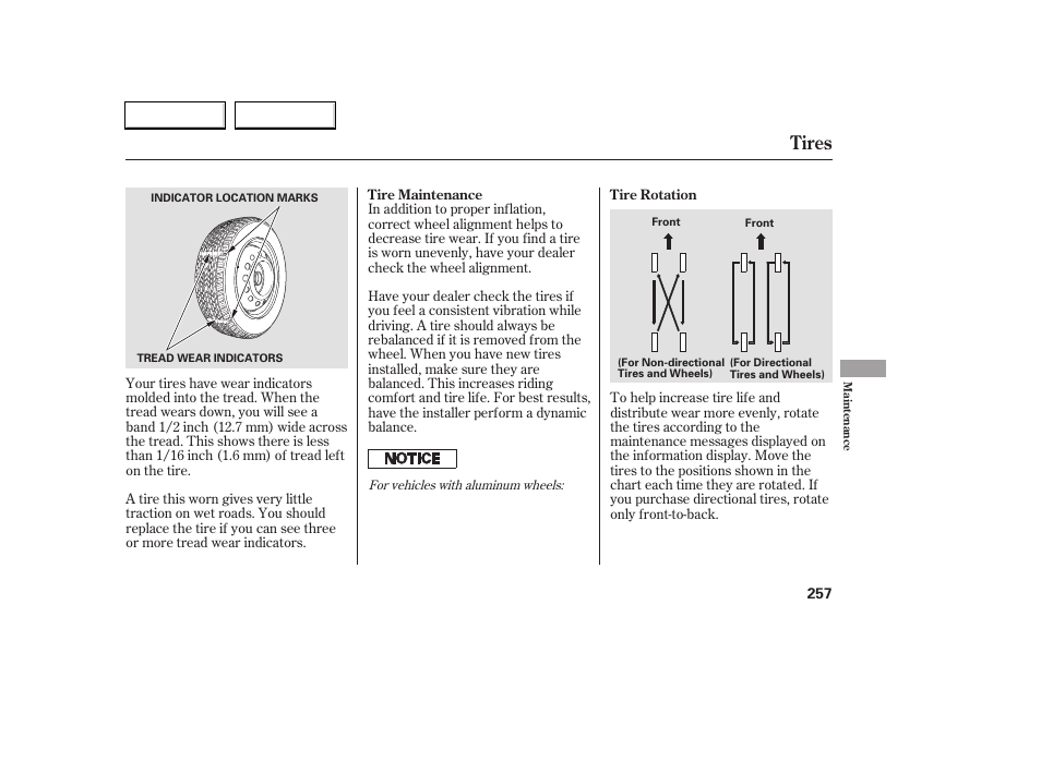 Tires | HONDA 2006 Accord Coupe - Owner's Manual User Manual | Page 259 / 319