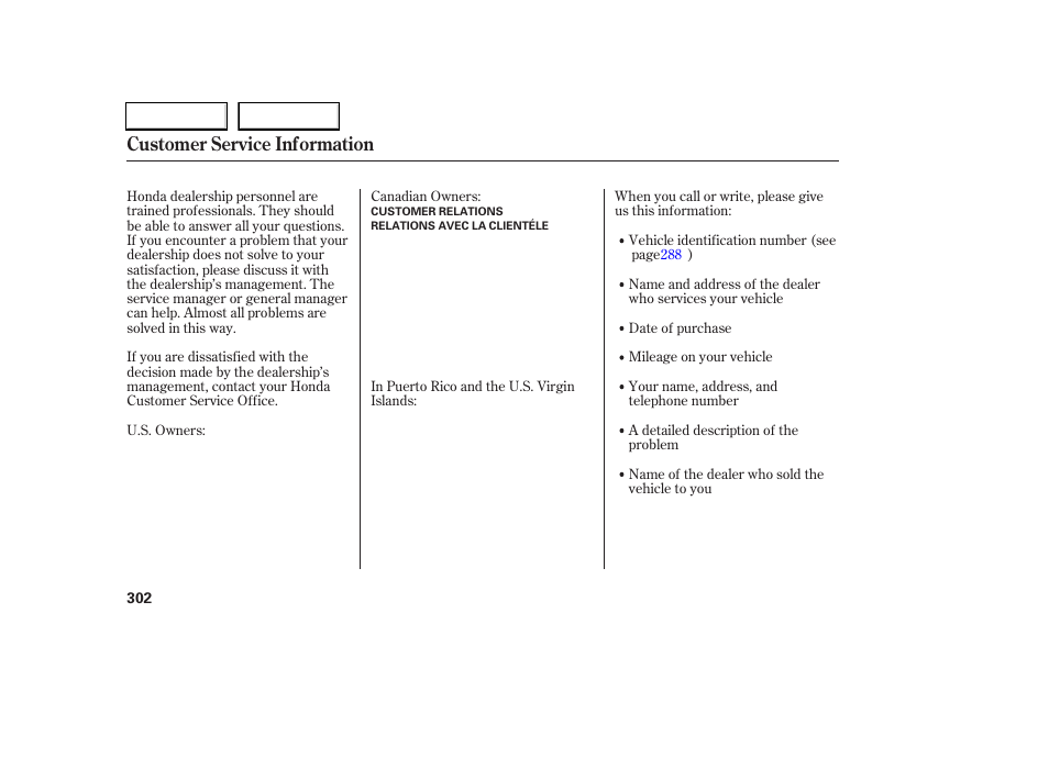 Customer service information | HONDA 2006 Accord Coupe - Owner's Manual User Manual | Page 304 / 319