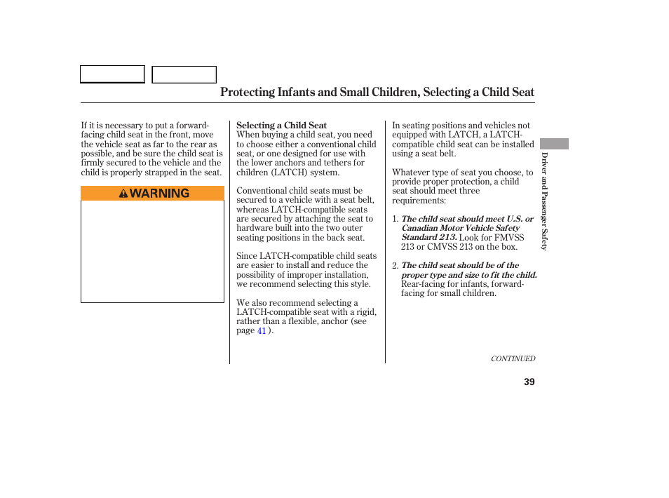 HONDA 2006 Accord Coupe - Owner's Manual User Manual | Page 41 / 319