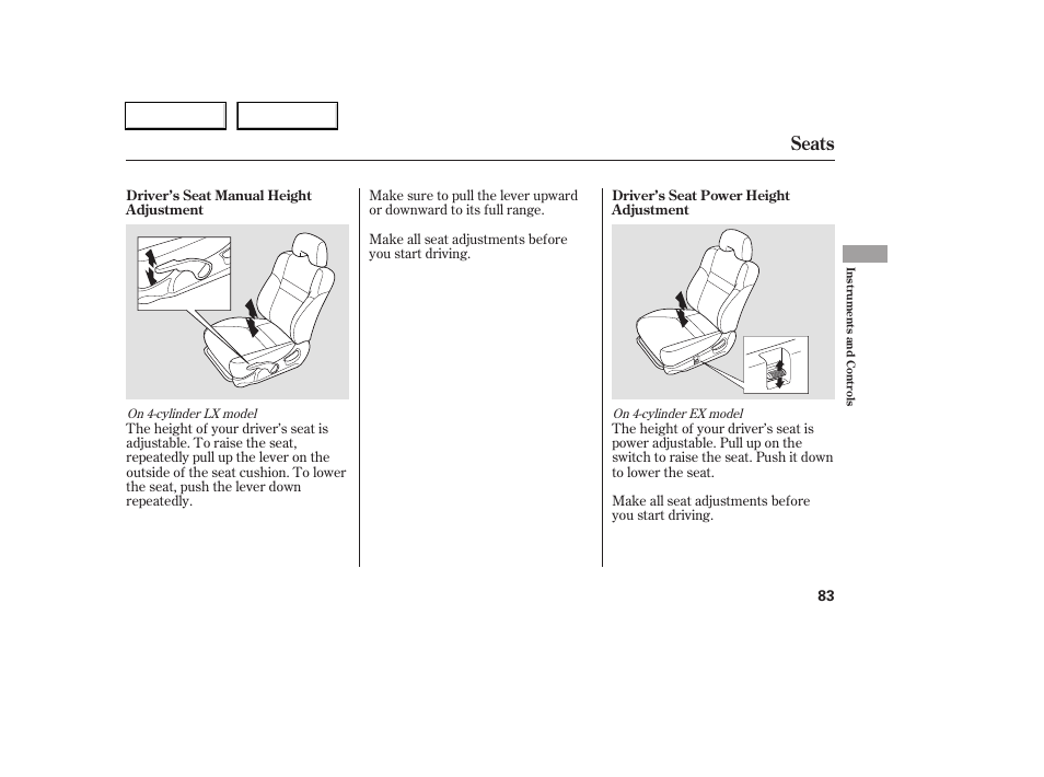 Seats | HONDA 2006 Accord Coupe - Owner's Manual User Manual | Page 85 / 319