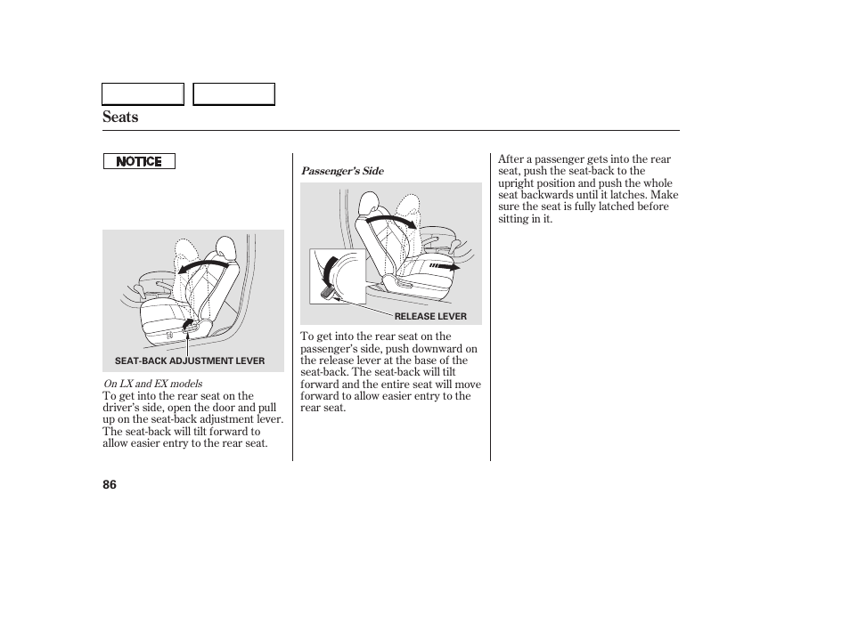 Seats | HONDA 2006 Accord Coupe - Owner's Manual User Manual | Page 88 / 319