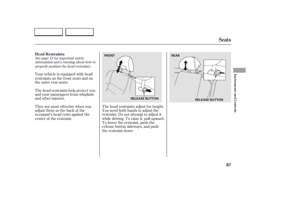 Seats | HONDA 2006 Accord Coupe - Owner's Manual User Manual | Page 89 / 319