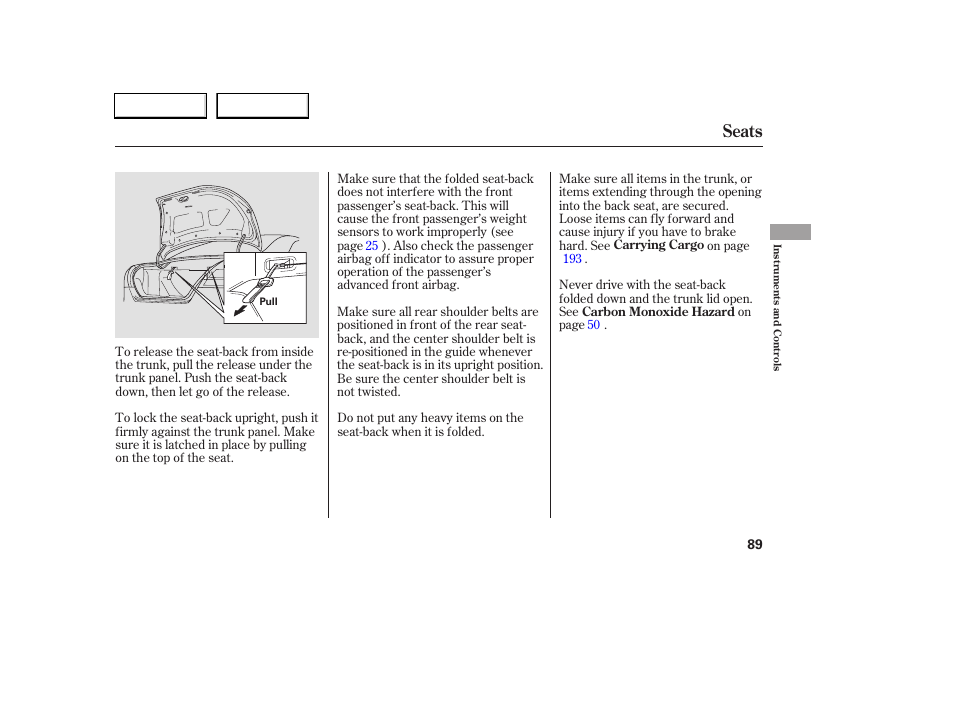 Seats | HONDA 2006 Accord Coupe - Owner's Manual User Manual | Page 91 / 319