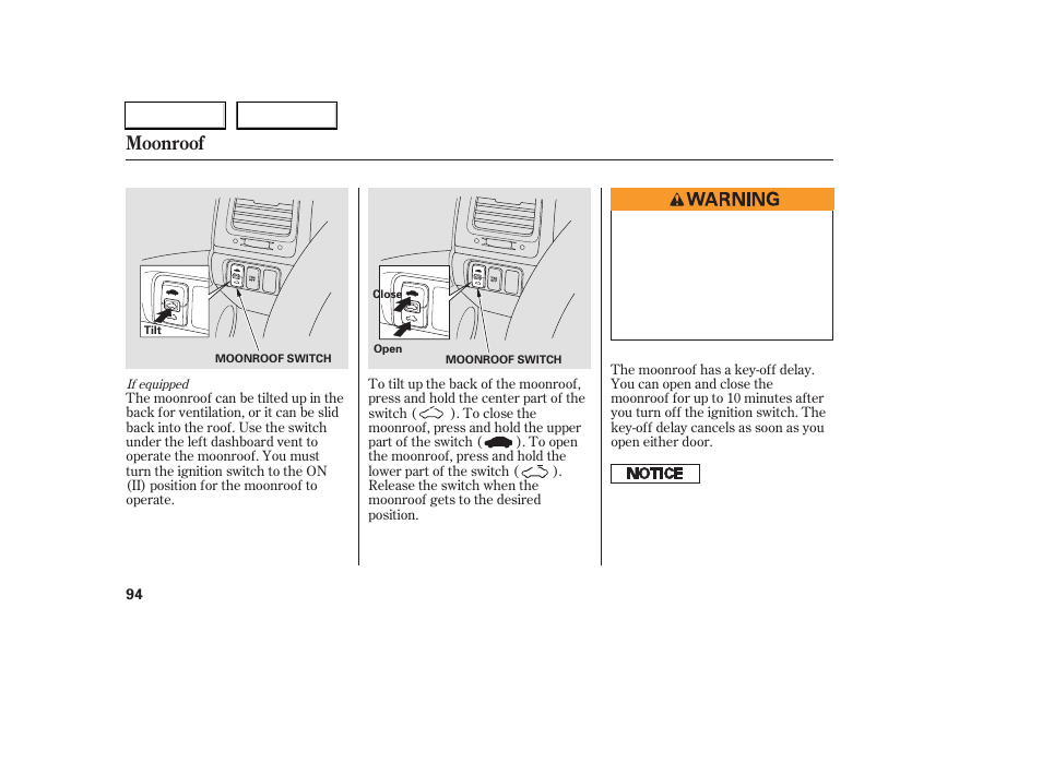 Moonroof | HONDA 2006 Accord Coupe - Owner's Manual User Manual | Page 96 / 319