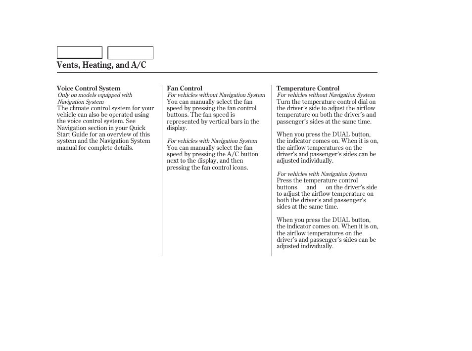 Vents, heating, and a/c | HONDA 2006 Accord Hybrid - Owner's Manual User Manual | Page 103 / 277