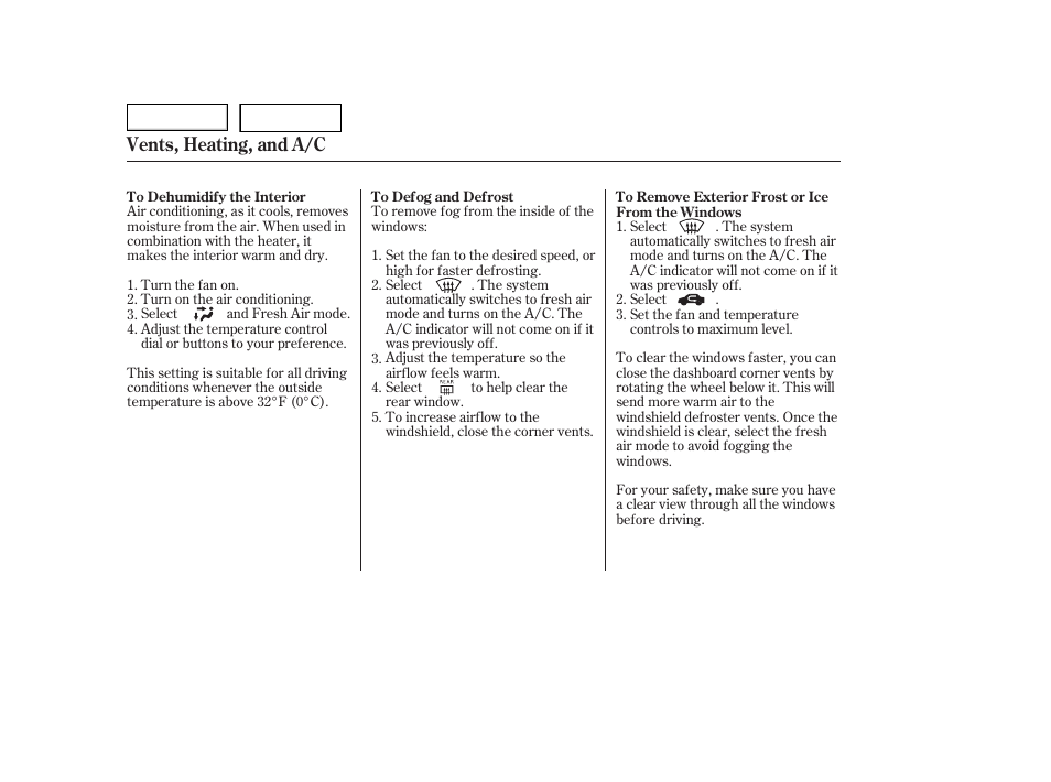 Vents, heating, and a/c | HONDA 2006 Accord Hybrid - Owner's Manual User Manual | Page 107 / 277