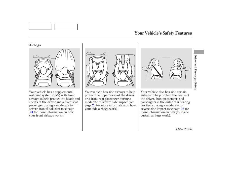 Your vehicle’s safety features | HONDA 2006 Accord Hybrid - Owner's Manual User Manual | Page 12 / 277