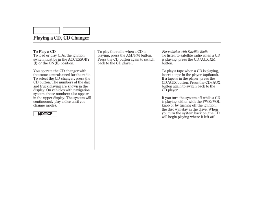 Playing a cd, cd changer | HONDA 2006 Accord Hybrid - Owner's Manual User Manual | Page 121 / 277