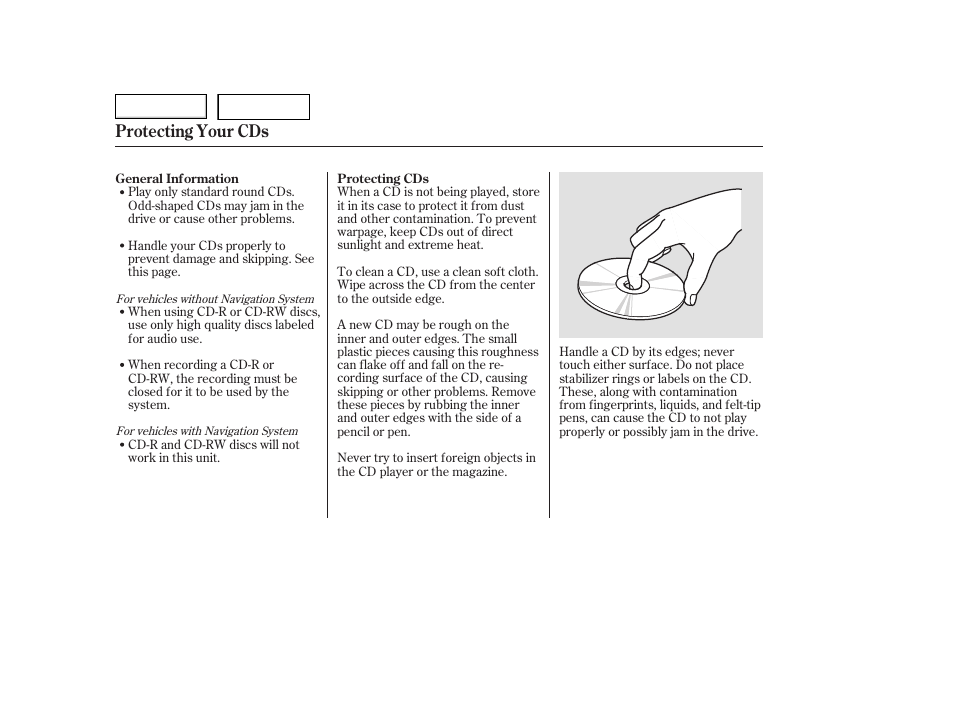 Protecting your cds | HONDA 2006 Accord Hybrid - Owner's Manual User Manual | Page 127 / 277