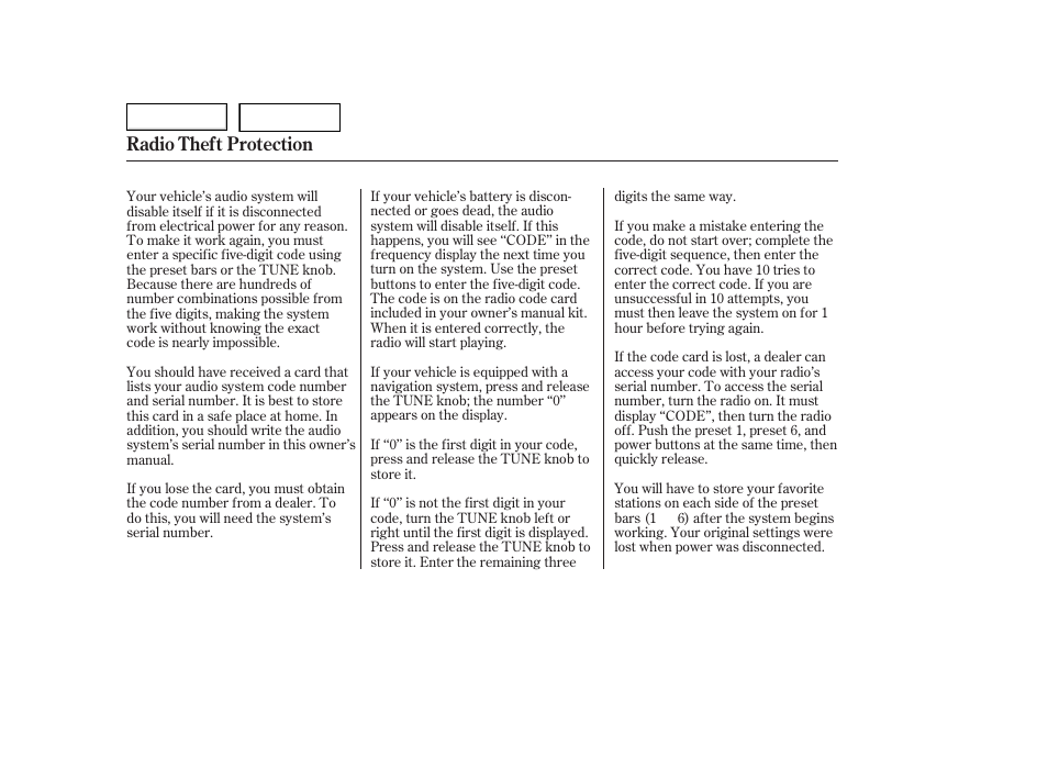 Radio theft protection | HONDA 2006 Accord Hybrid - Owner's Manual User Manual | Page 139 / 277