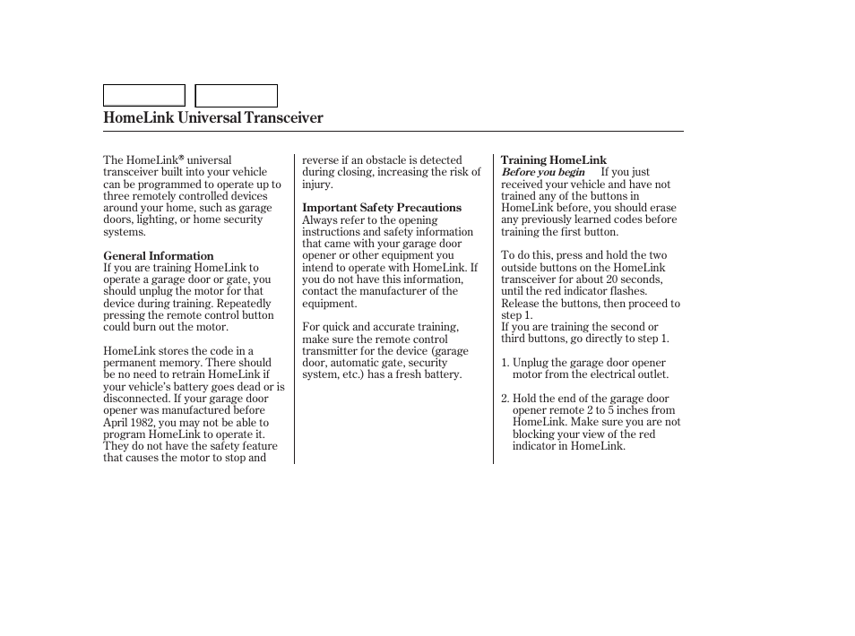 Homelink universal transceiver | HONDA 2006 Accord Hybrid - Owner's Manual User Manual | Page 145 / 277