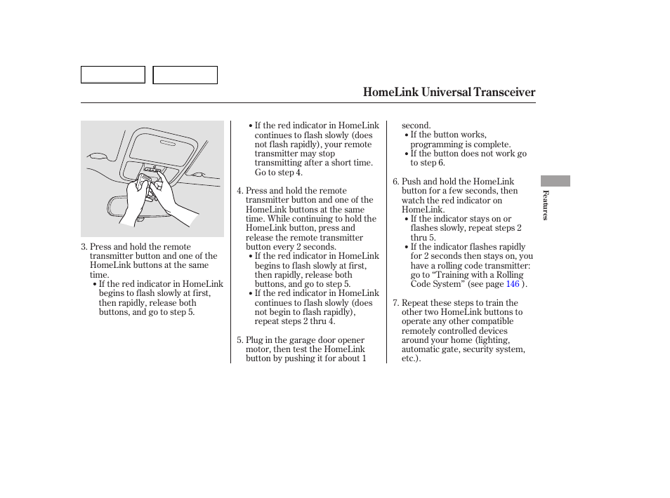 Homelink universal transceiver | HONDA 2006 Accord Hybrid - Owner's Manual User Manual | Page 146 / 277