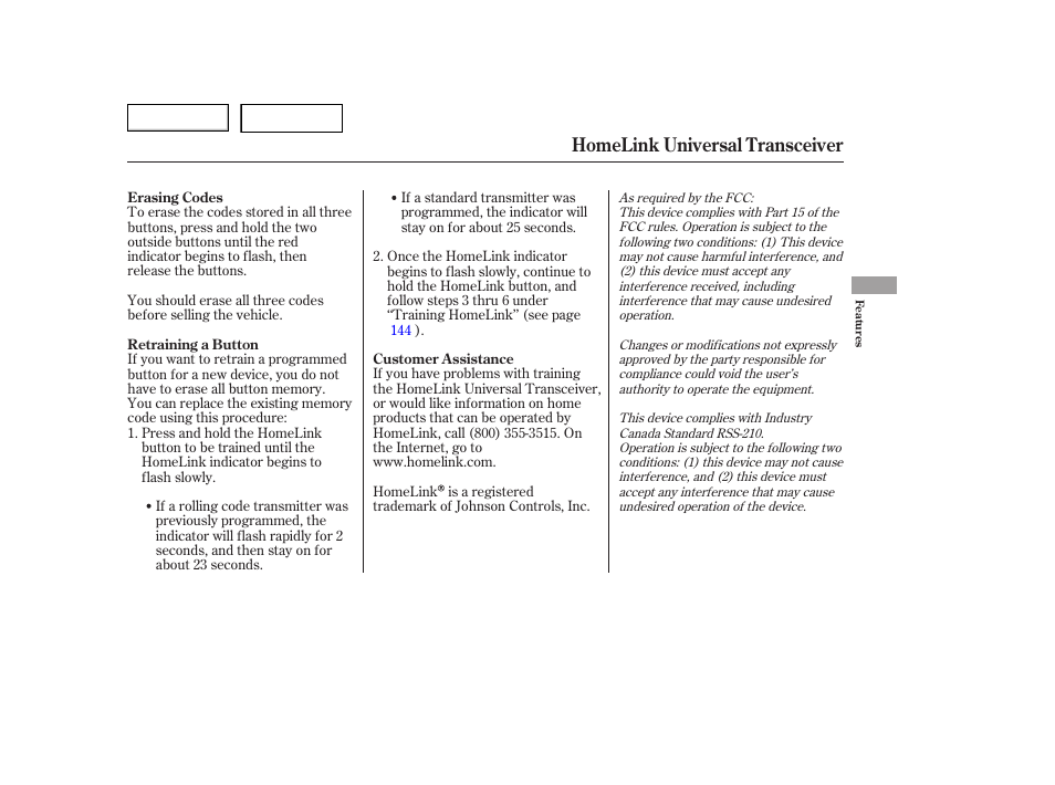 Homelink universal transceiver | HONDA 2006 Accord Hybrid - Owner's Manual User Manual | Page 148 / 277