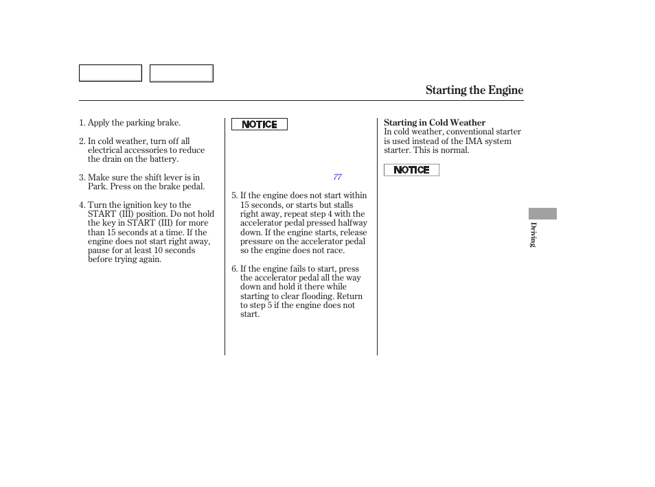 Starting the engine | HONDA 2006 Accord Hybrid - Owner's Manual User Manual | Page 166 / 277