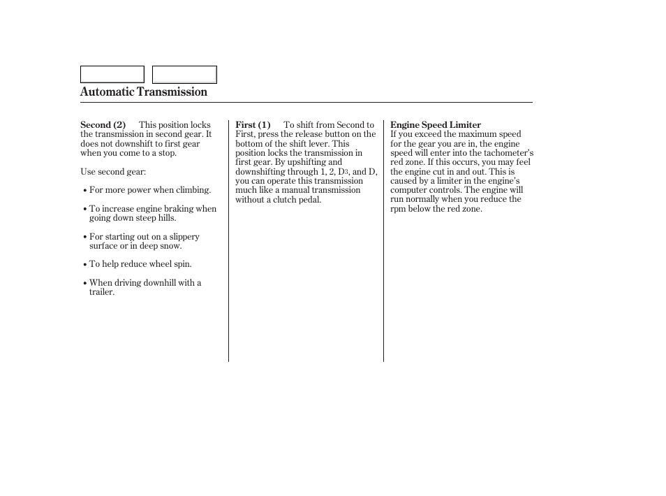Automatic transmission | HONDA 2006 Accord Hybrid - Owner's Manual User Manual | Page 169 / 277