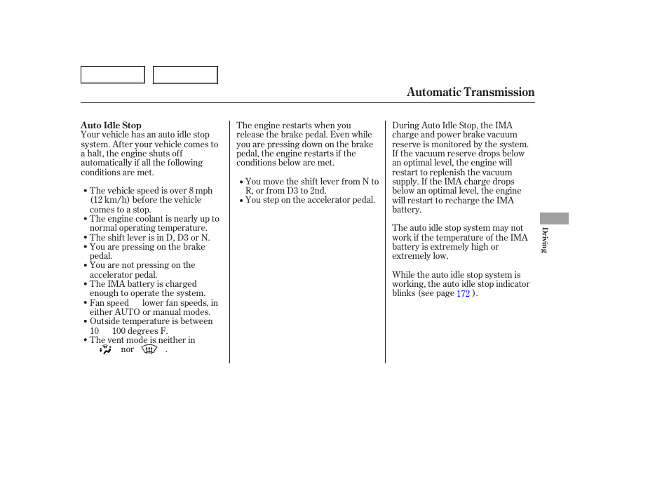 Automatic transmission | HONDA 2006 Accord Hybrid - Owner's Manual User Manual | Page 172 / 277