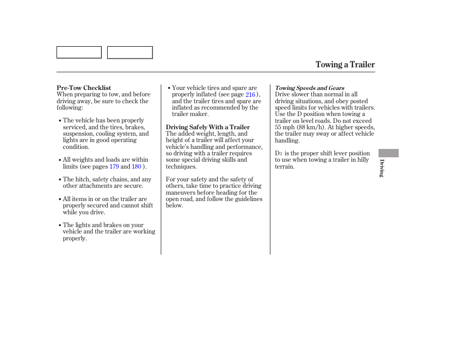 Towing a trailer | HONDA 2006 Accord Hybrid - Owner's Manual User Manual | Page 184 / 277