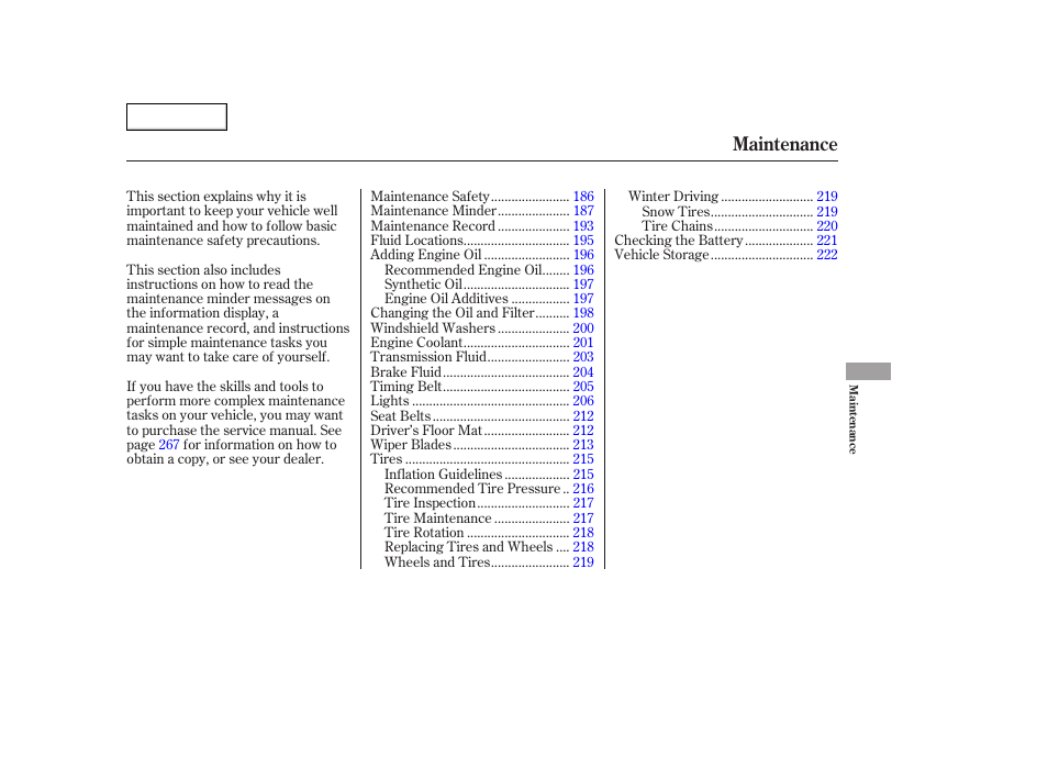 Maintenance | HONDA 2006 Accord Hybrid - Owner's Manual User Manual | Page 186 / 277