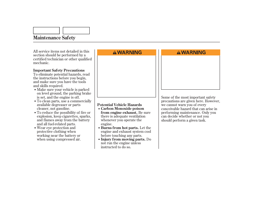 Maintenance safety | HONDA 2006 Accord Hybrid - Owner's Manual User Manual | Page 187 / 277