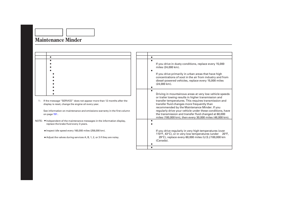 Maintenance minder | HONDA 2006 Accord Hybrid - Owner's Manual User Manual | Page 193 / 277