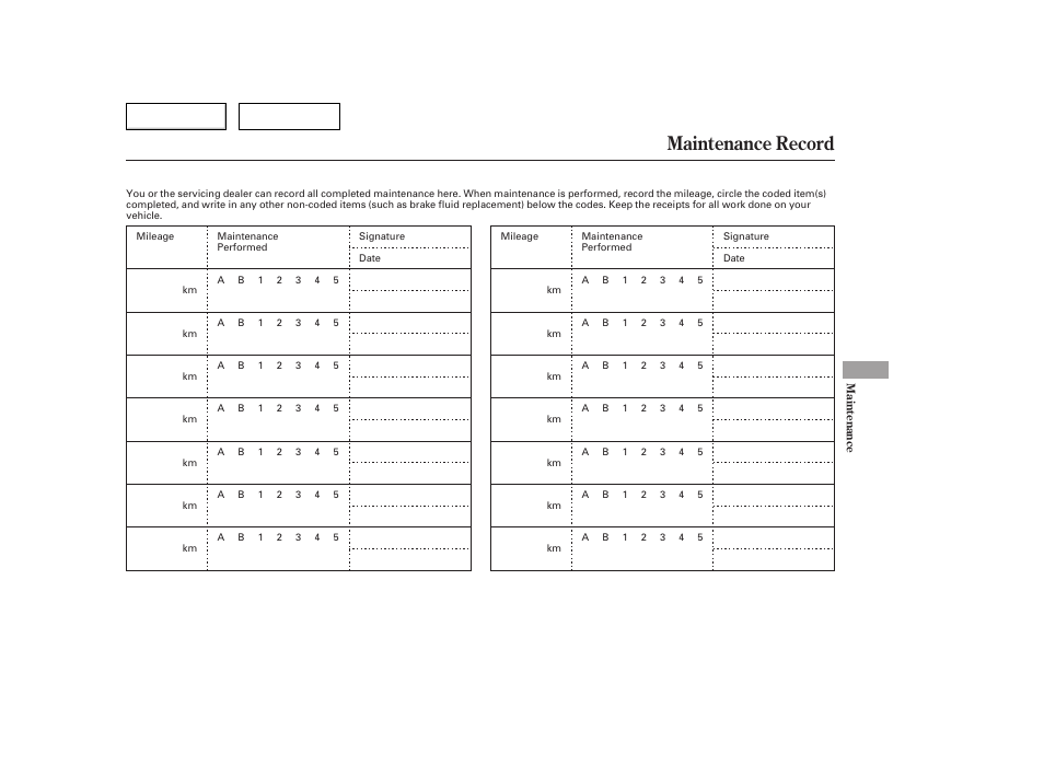 Maintenance record | HONDA 2006 Accord Hybrid - Owner's Manual User Manual | Page 194 / 277
