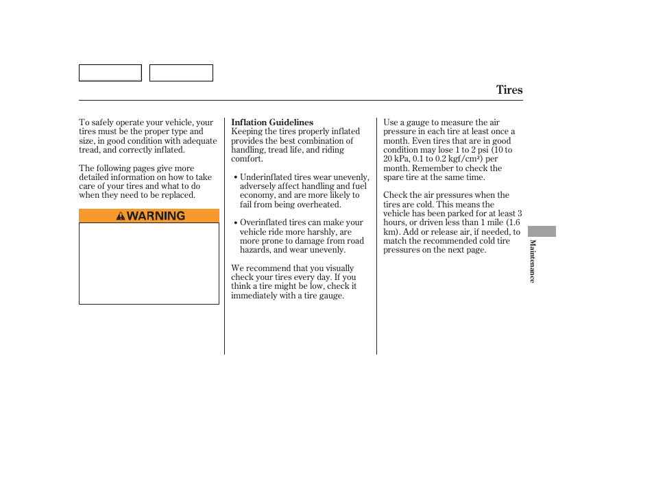 Tires | HONDA 2006 Accord Hybrid - Owner's Manual User Manual | Page 216 / 277
