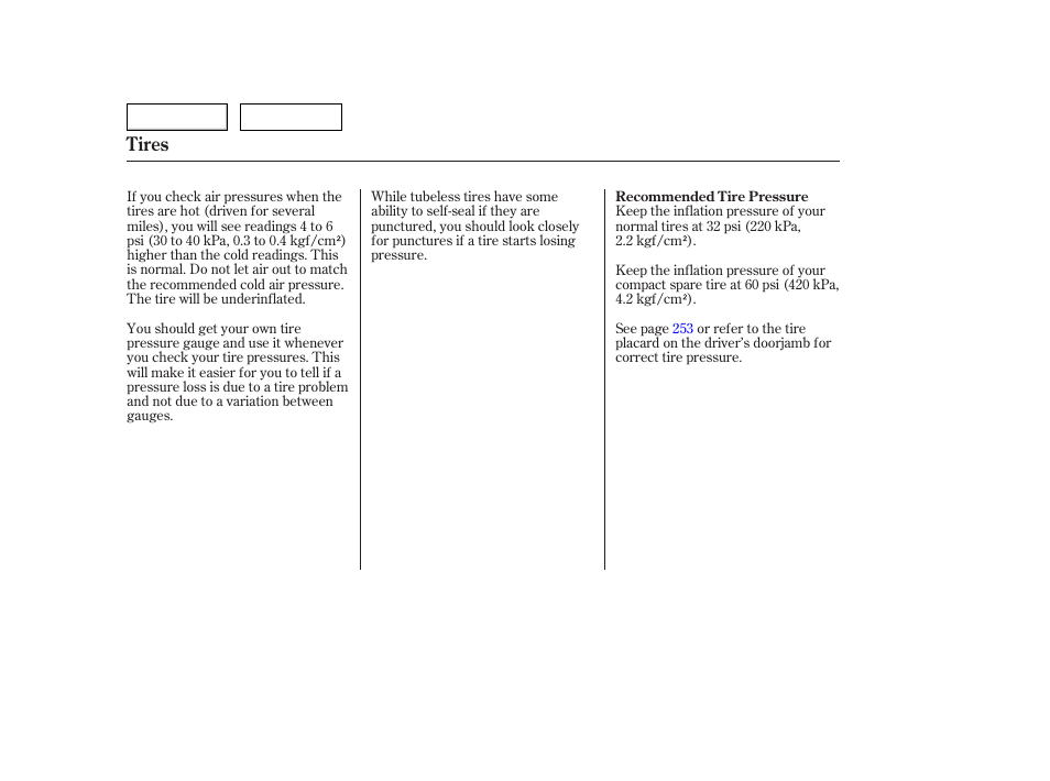 Tires | HONDA 2006 Accord Hybrid - Owner's Manual User Manual | Page 217 / 277