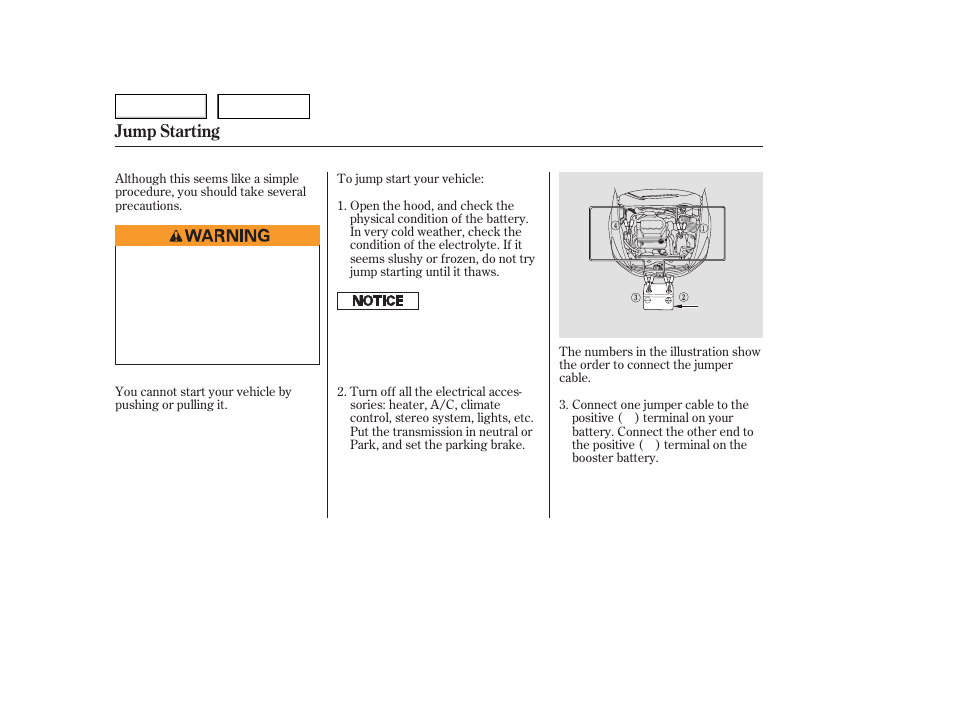 Jump starting | HONDA 2006 Accord Hybrid - Owner's Manual User Manual | Page 233 / 277
