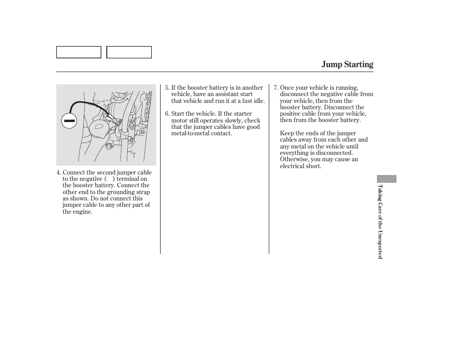 Jump starting | HONDA 2006 Accord Hybrid - Owner's Manual User Manual | Page 234 / 277