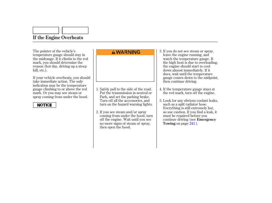 If the engine overheats | HONDA 2006 Accord Hybrid - Owner's Manual User Manual | Page 235 / 277